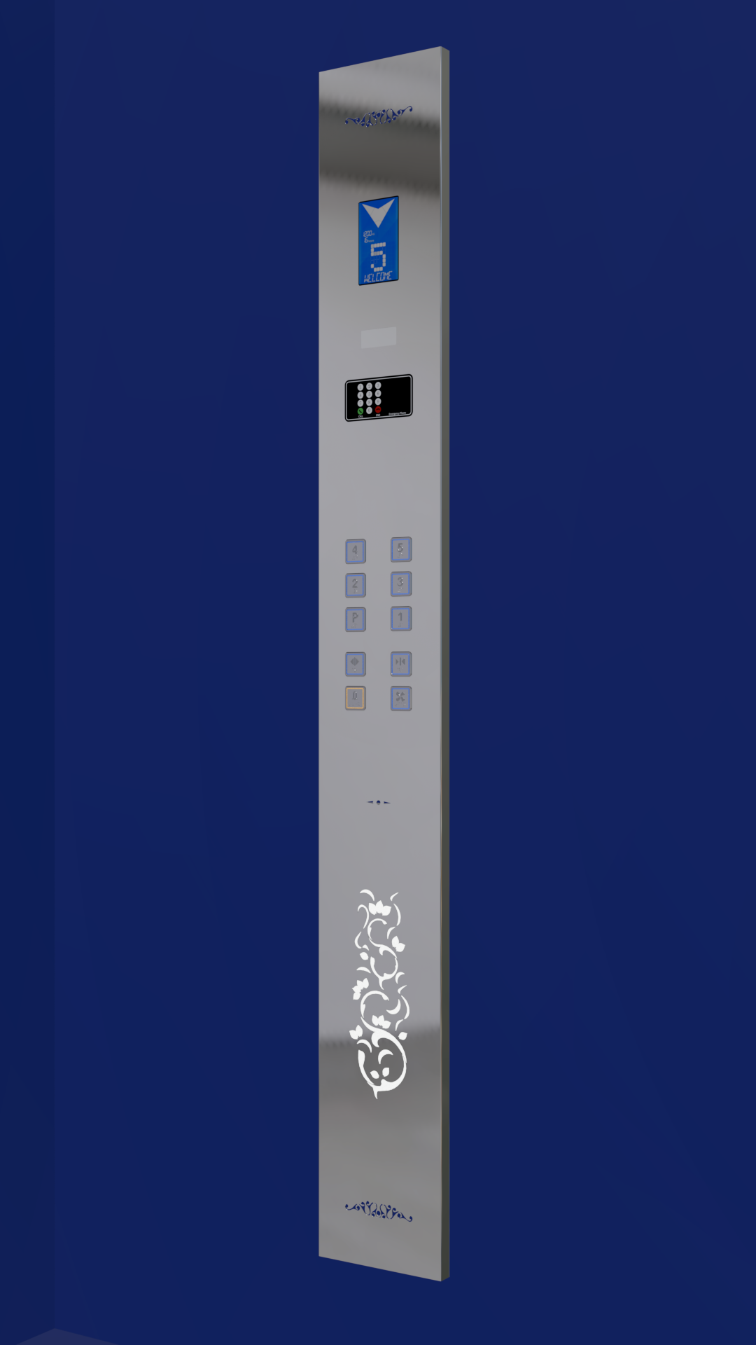 2m side - 1Copy پنل داخل کابین 2 متری زاگرس مهتابی خور با کلید APB7(هانتر مربع) و نمراتور ال سی دی