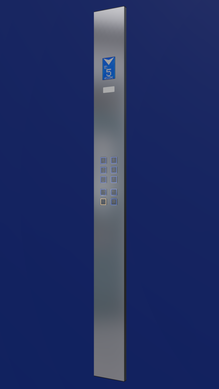 پنل داخل کابین سبلان، با کلید APB7 (کلید هانتر مربع) و نمراتور ال سی دی.