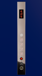 پنل بالابری یک ردیفه سبلان با کلید ال جی گرد APB4، استیل دانه گندمی و نمراتور سگمنتی قرمز